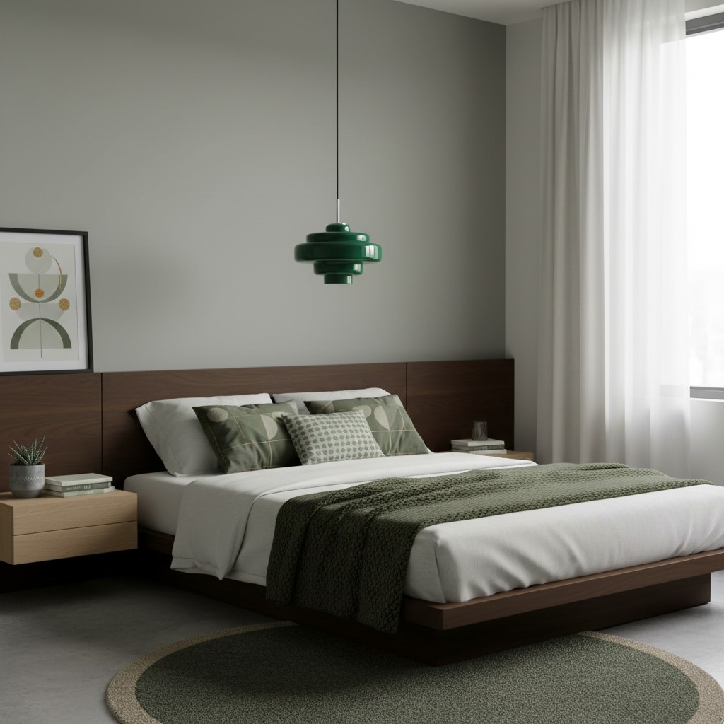 Koloro green pendant light in bedroom