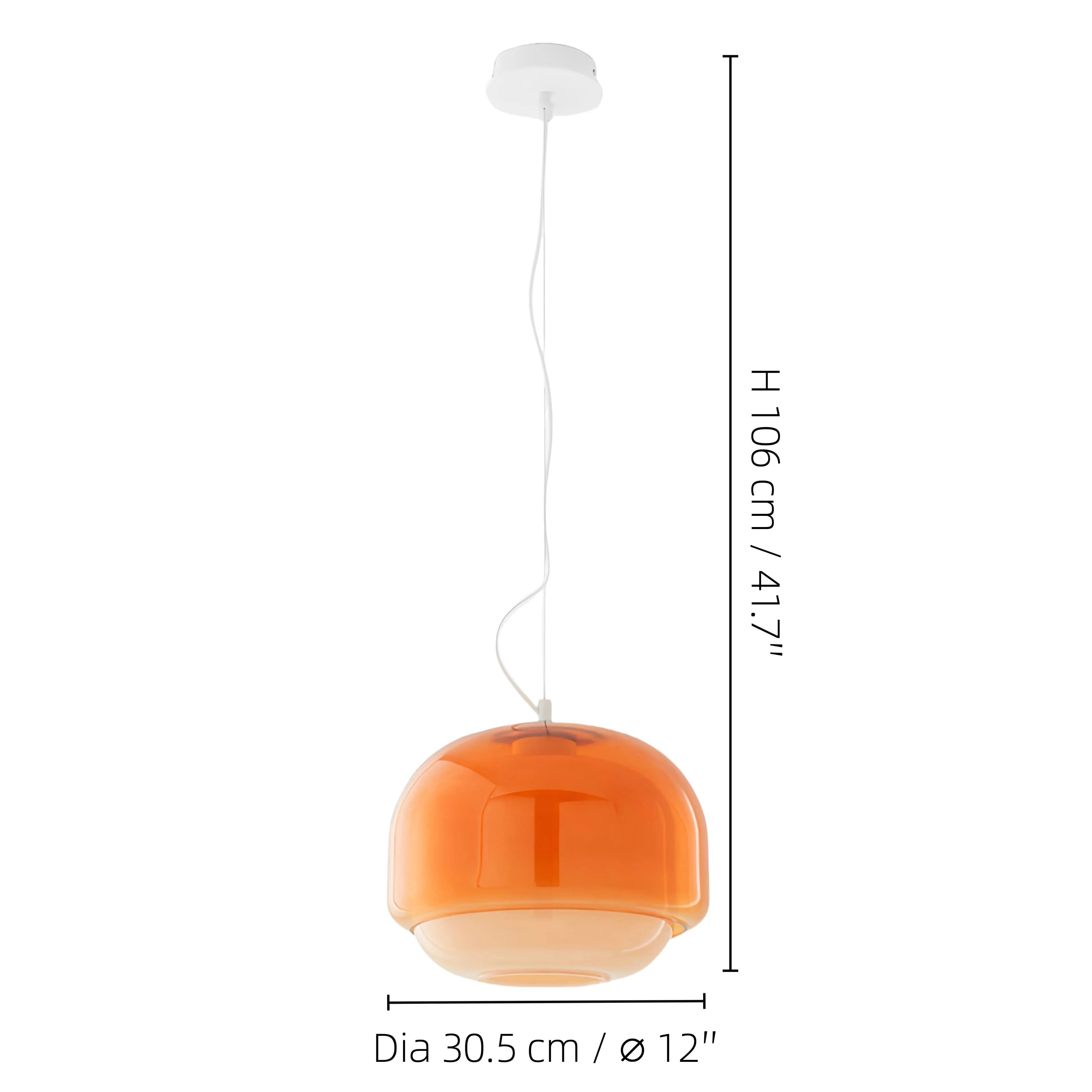 Medium Clinco pendant size diagram