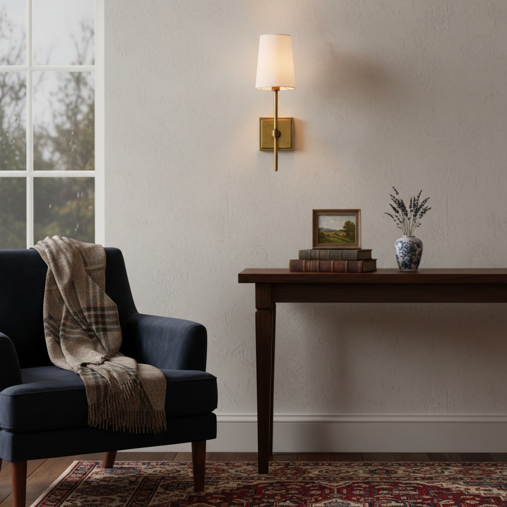 Derlina single wall lamp beside chair
