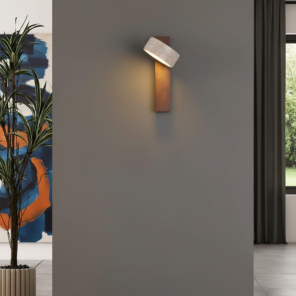 Travertine wall light in a modern interior