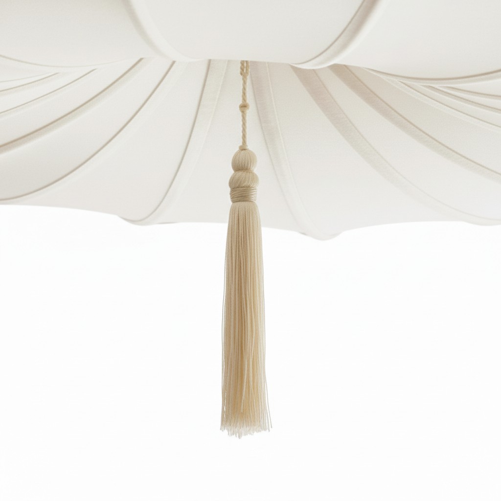 Fabric shade underside and tassel detail