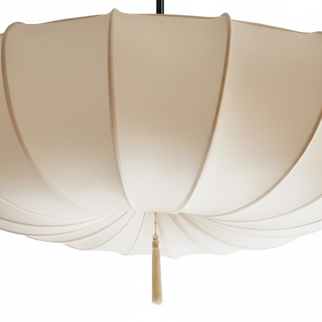 Fabric shade close-up detail for the round chandelier