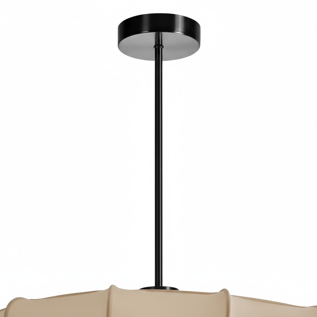Round chandelier suspension rod and canopy detail