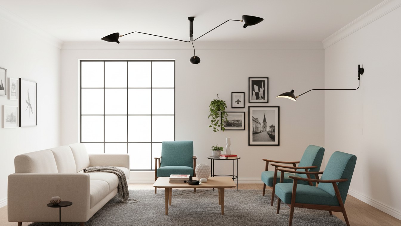 Same aesthetic ceiling lamp and wall lamp scene