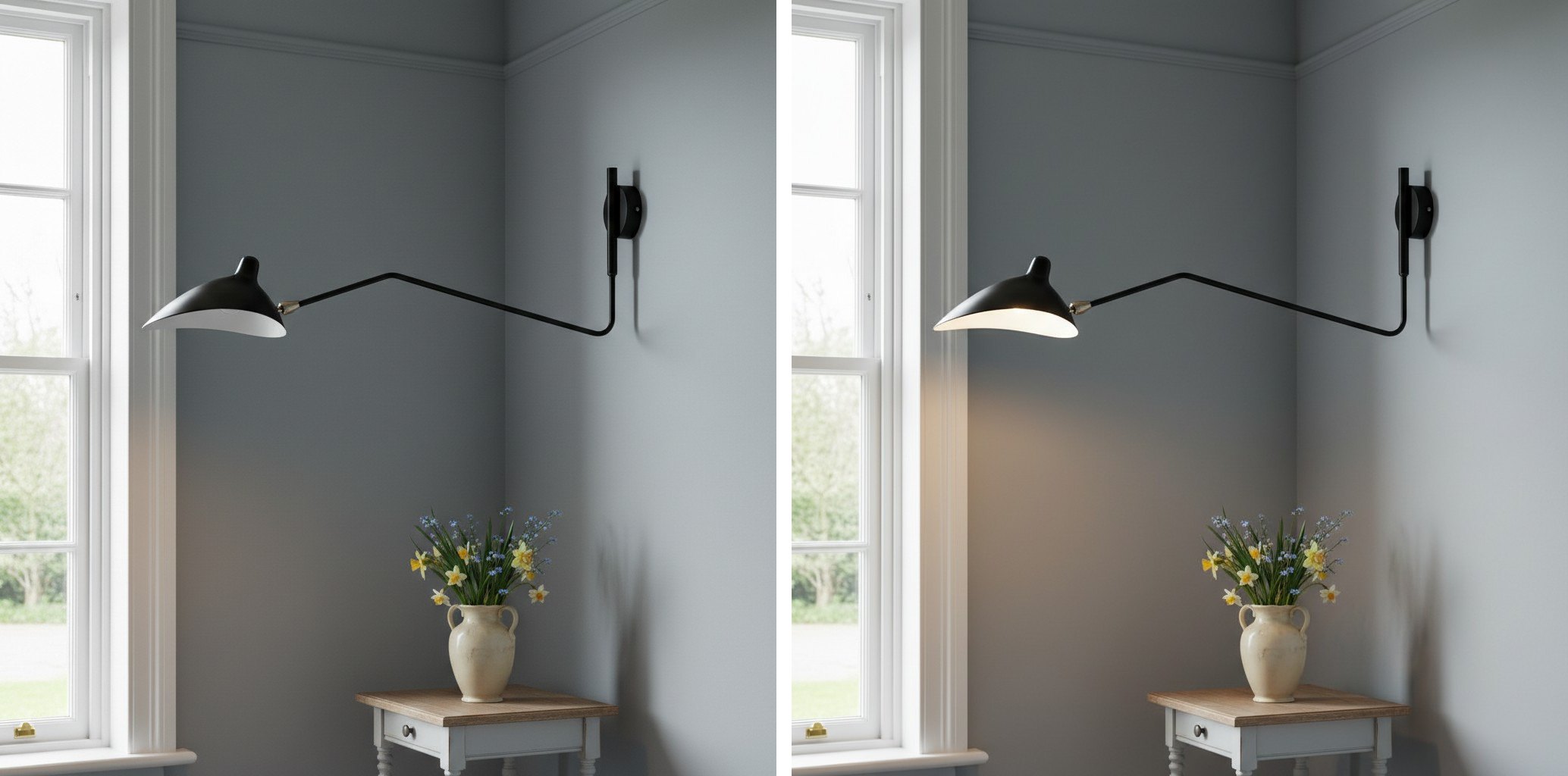 Lighting effects of the adjustable wall lamp