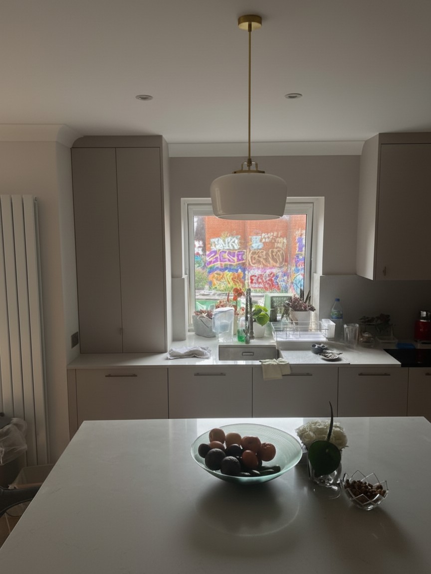 Customer kitchen installation with Lirra pendant light