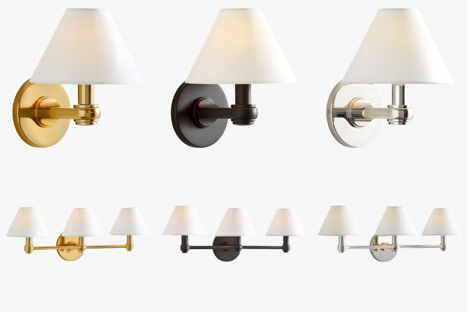 Roven wall sconce finish and size options