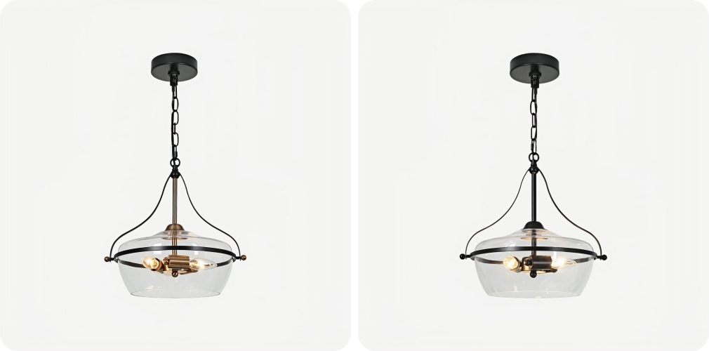 Black and black brass finish options for Lirra pendant light