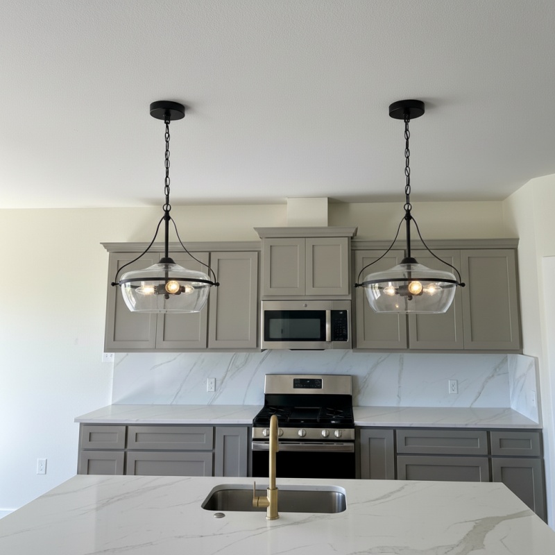 Customer photo of two pendant lights in a kitchen