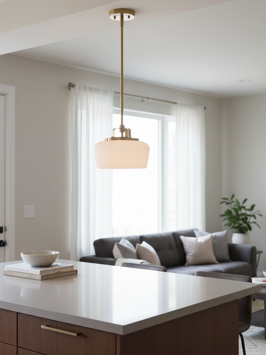 Customer island and living space with Lirra pendant light