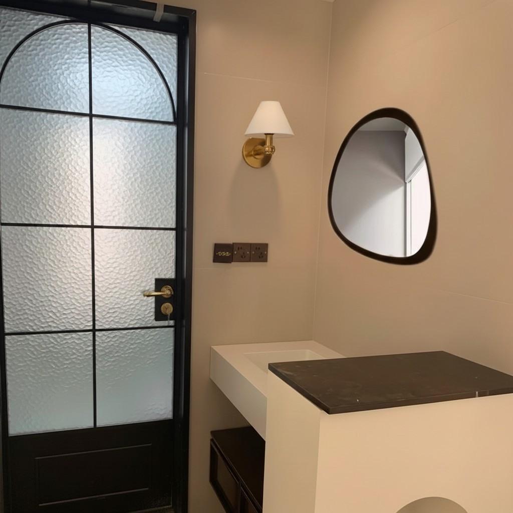 Customer vanity space with Roven wall sconce