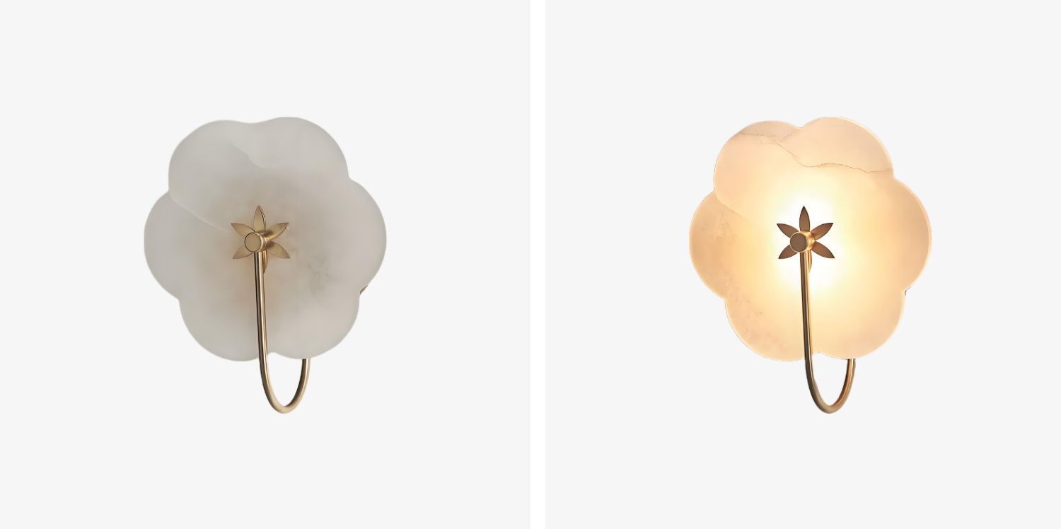Albi Alabaster Wall Lamp light comparison