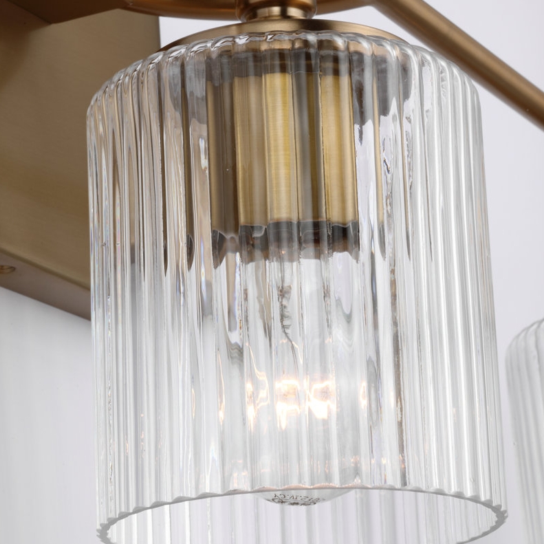 Close view of the ribbed glass shade
