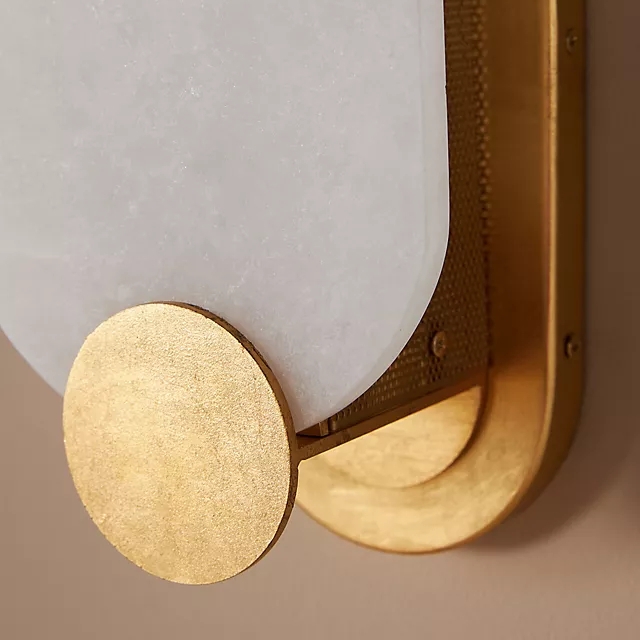 Close-up of the Albi wall sconce metal base and shade