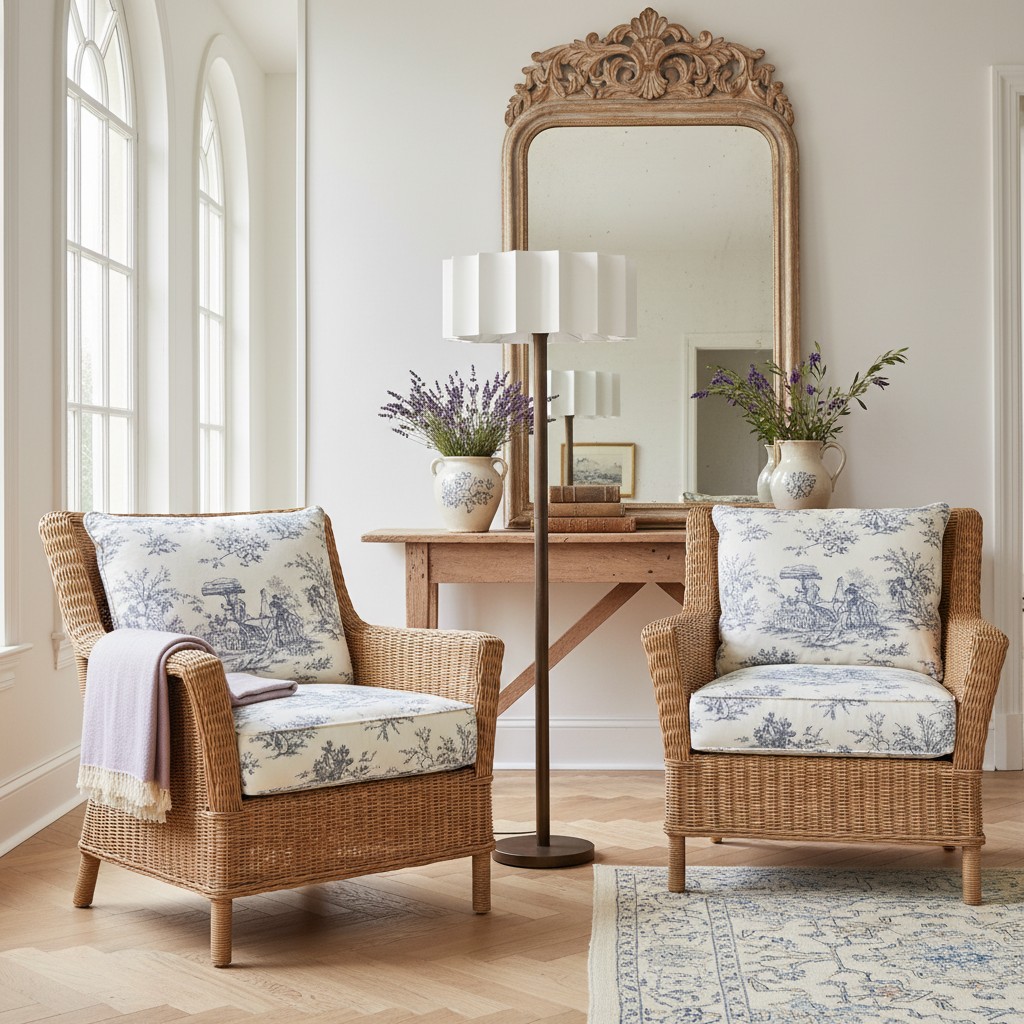 Cavilon floor lamp between two accent chairs
