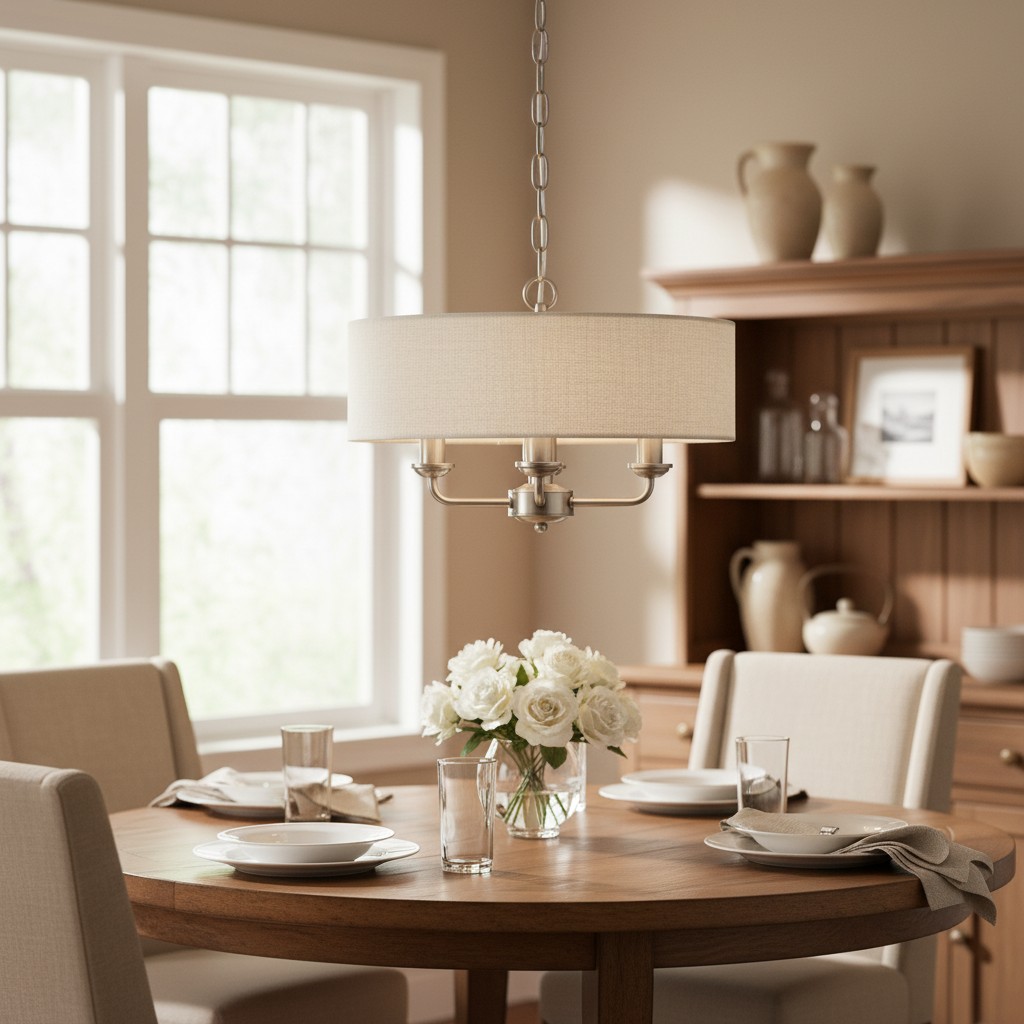 Tela pendant in a warm dining room