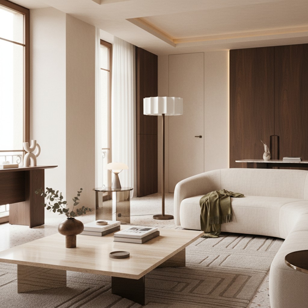 Cavilon floor lamp in a warm living room setting