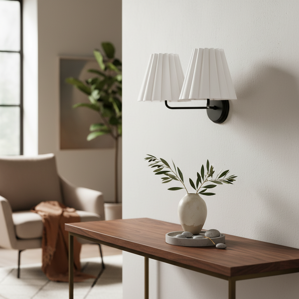 Ruffmeto wall sconce installed above a table