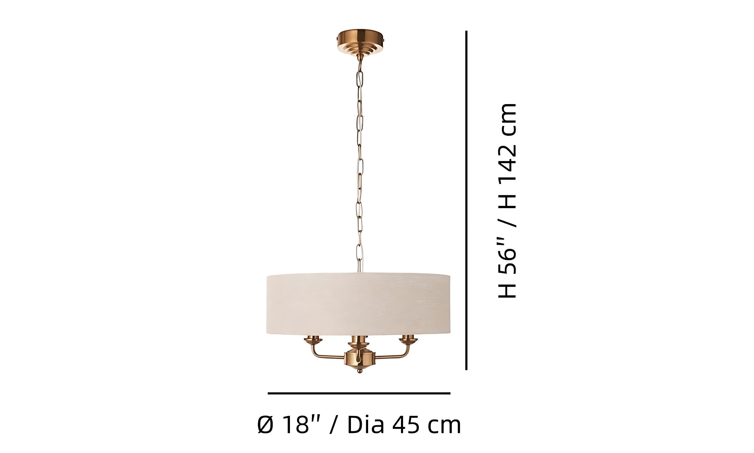 Tela pendant size diagram