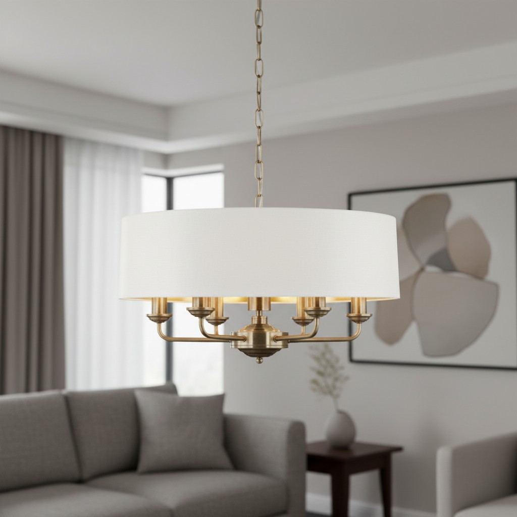 Tela pendant light in a living room