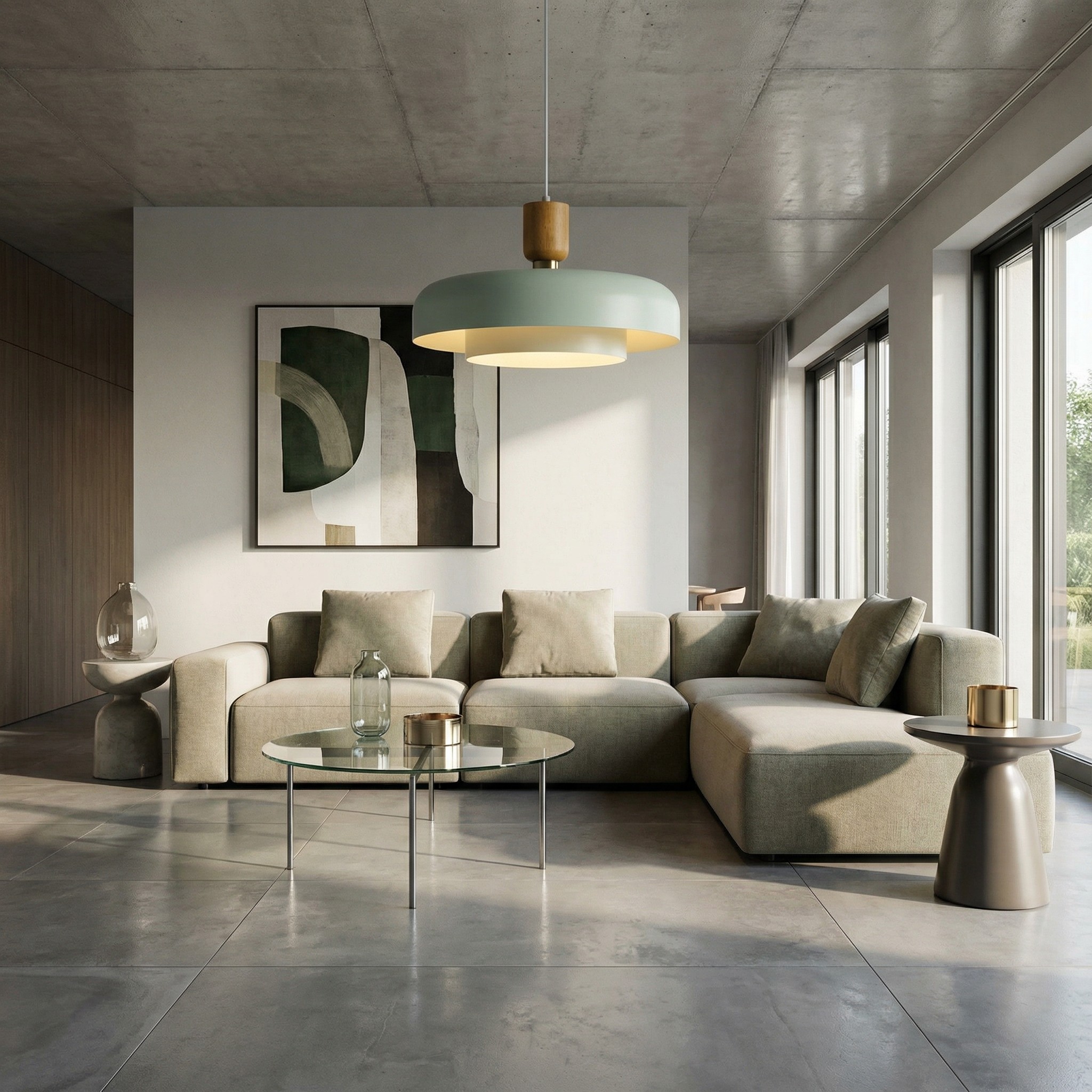 Pendant light in a living room setting