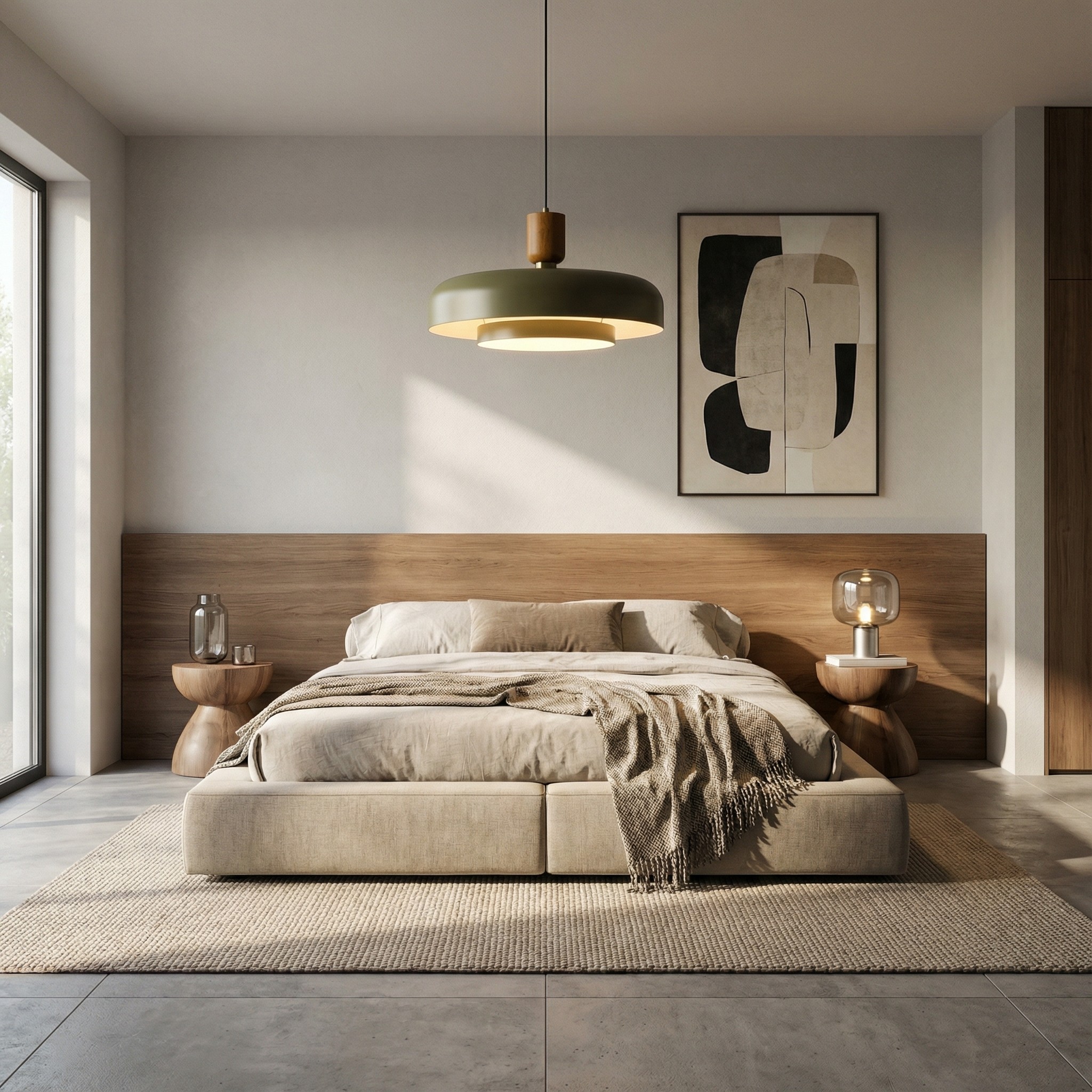 Pendant light in a bedroom setting