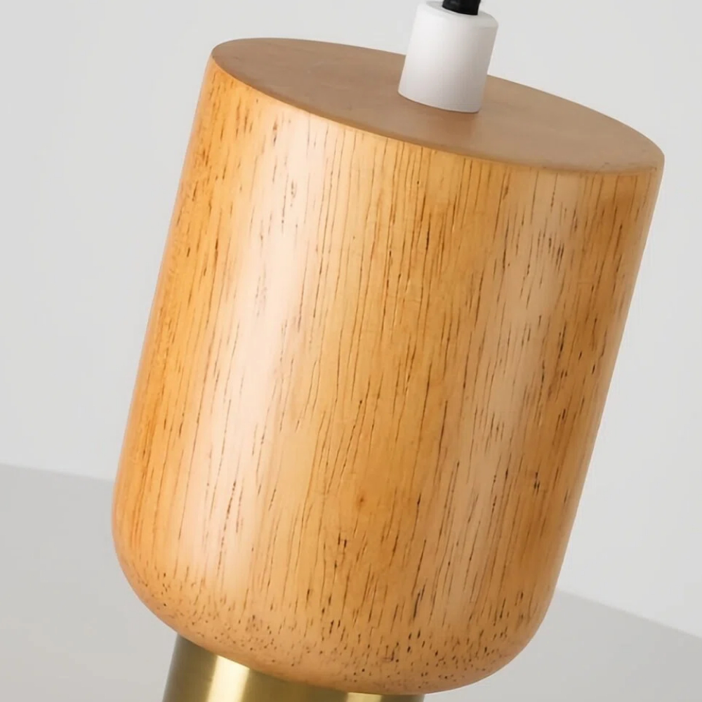 Close-up of the wood grain pendant detail