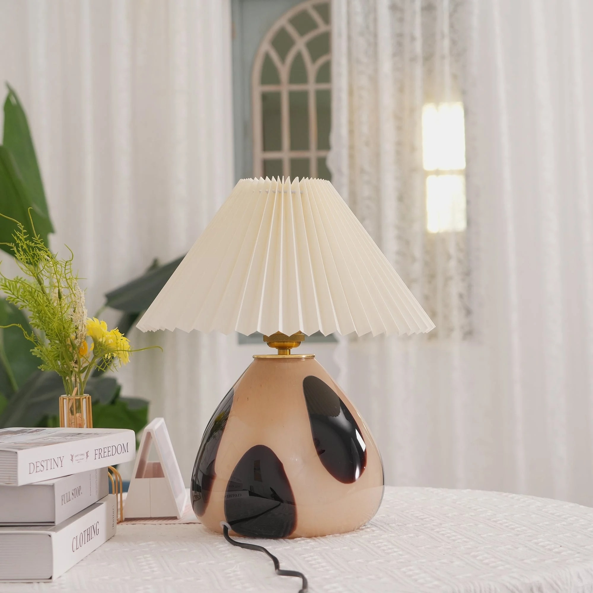 Customer photo of Undara table lamp beside curtains