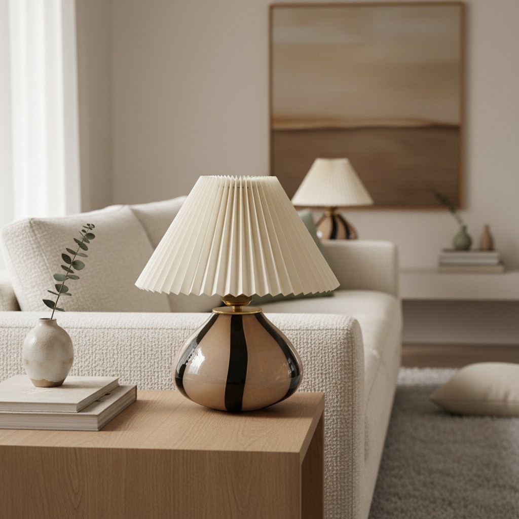 Undara table lamp styled in a living room setting