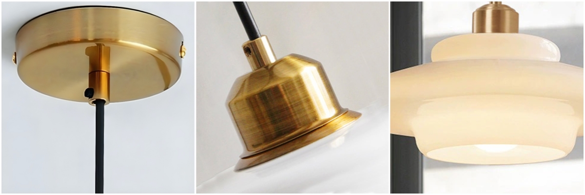 Art Deco Milk White Glass Pendant Light detail views