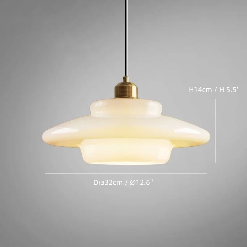 Art Deco Milk White Glass Pendant Light size diagram