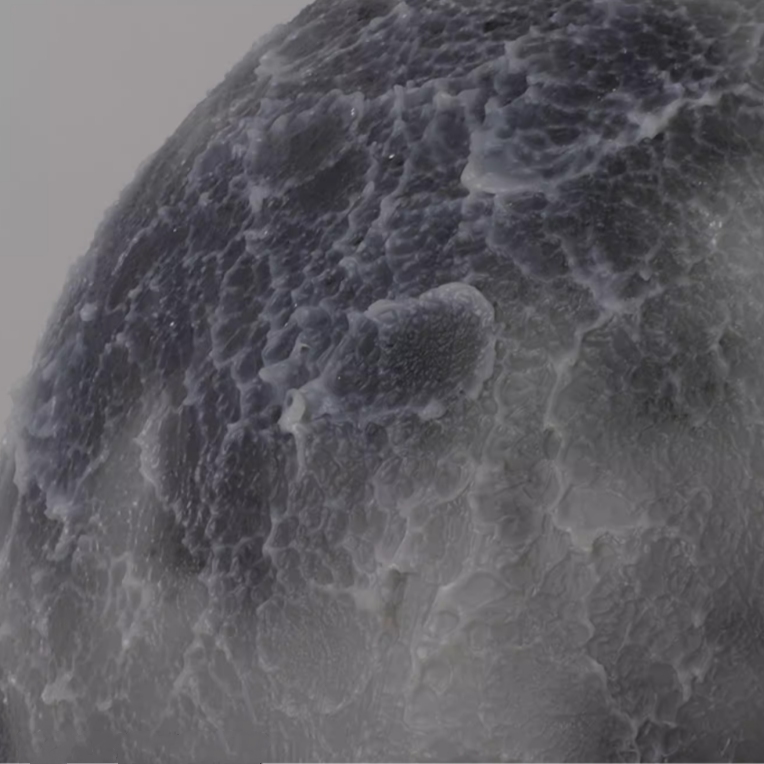 Close-up of simulated lunar surface texture