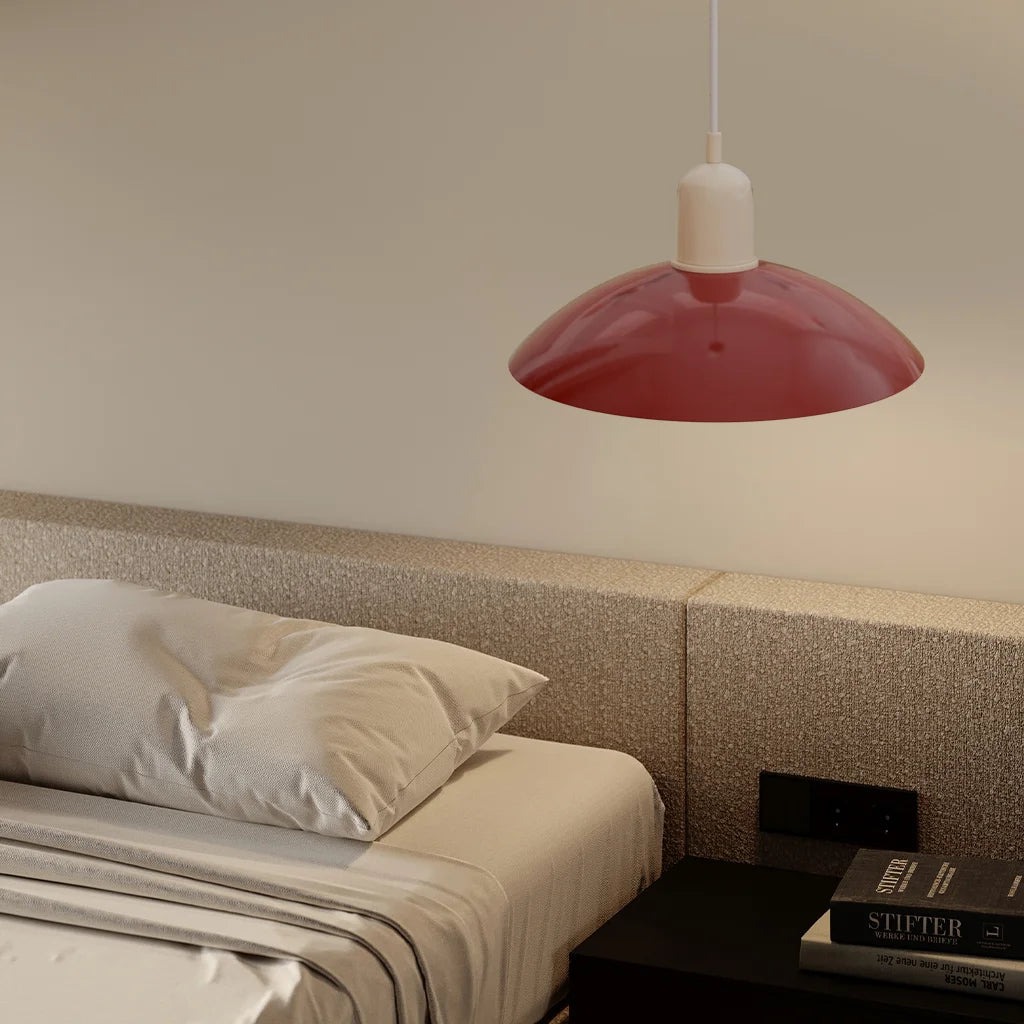 Red Macaron pendant light in a bedroom