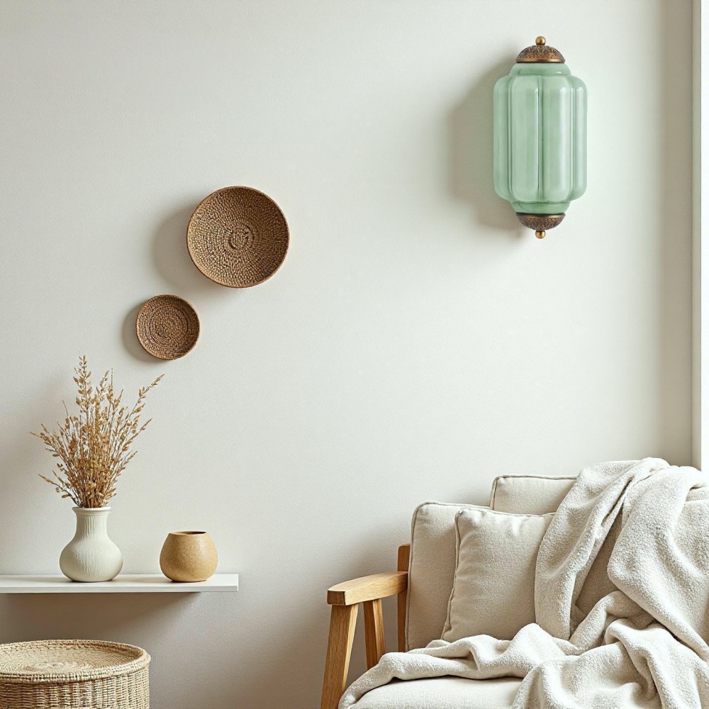 Eloise green wall light in a calm living space