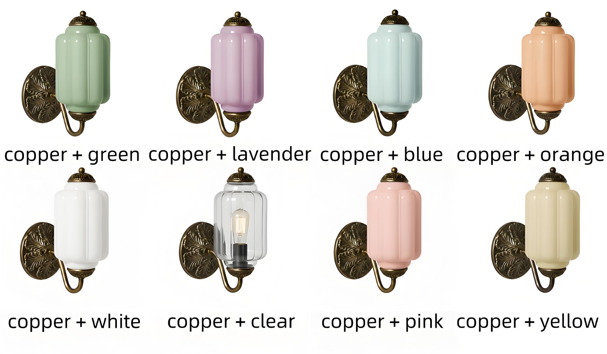 Eloise copper finish multi-colour options
