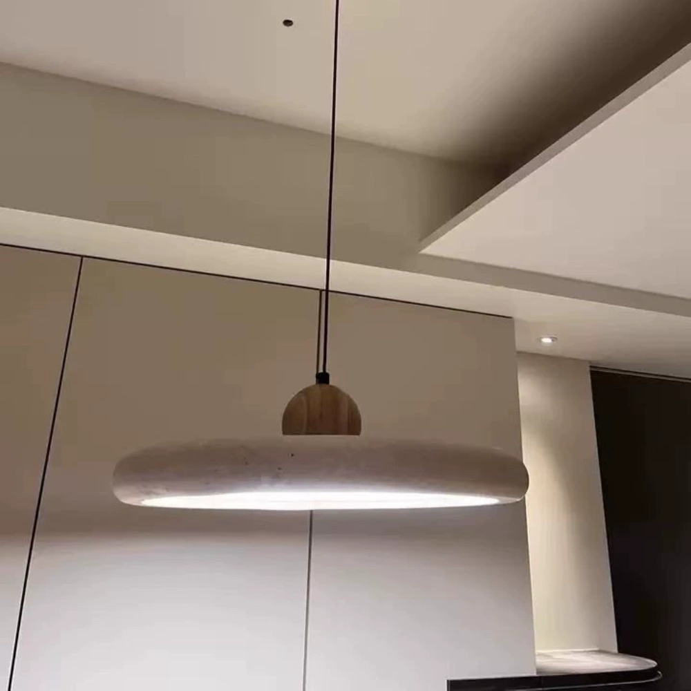 Customer feedback photo of travertine pendant light