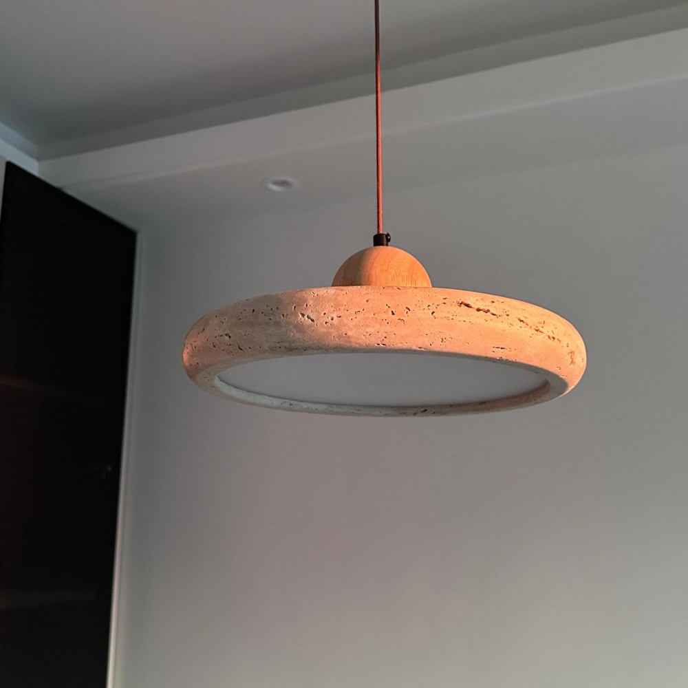 Customer feedback photo of travertine pendant light