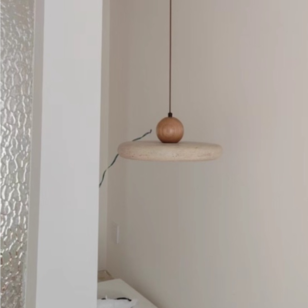 Customer feedback photo of travertine pendant light