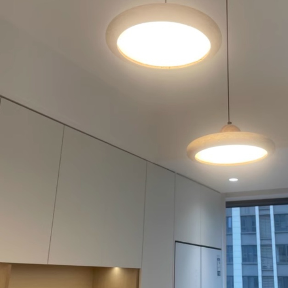 Customer feedback photo of travertine pendant light