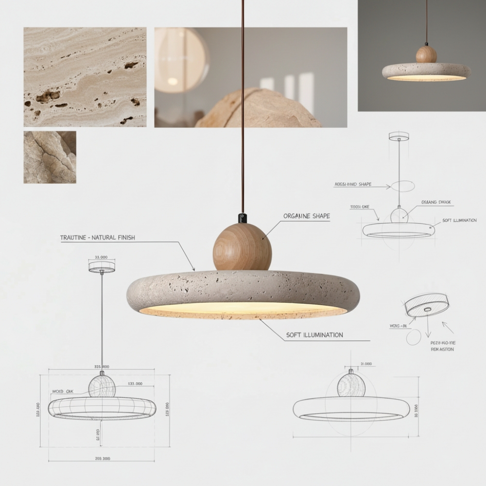 Travertine pendant light design concept