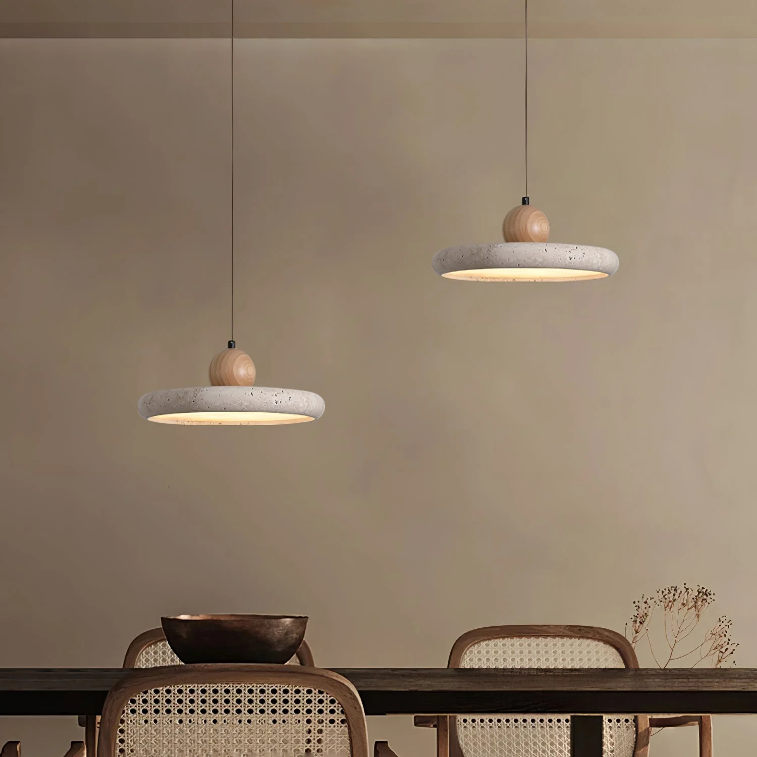 Travertine pendant light purchase notes scene