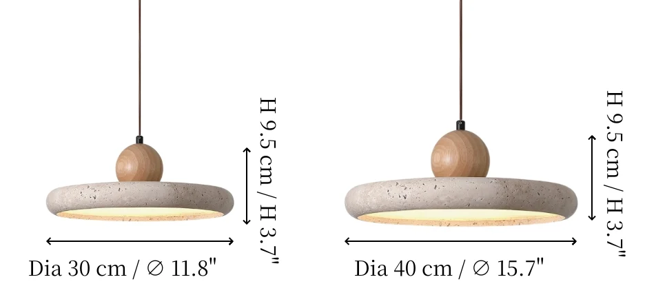 Travertine pendant light product size diagram