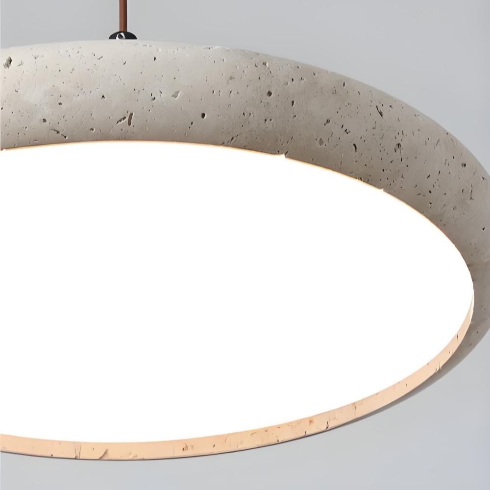 Travertine pendant light stone rim detail