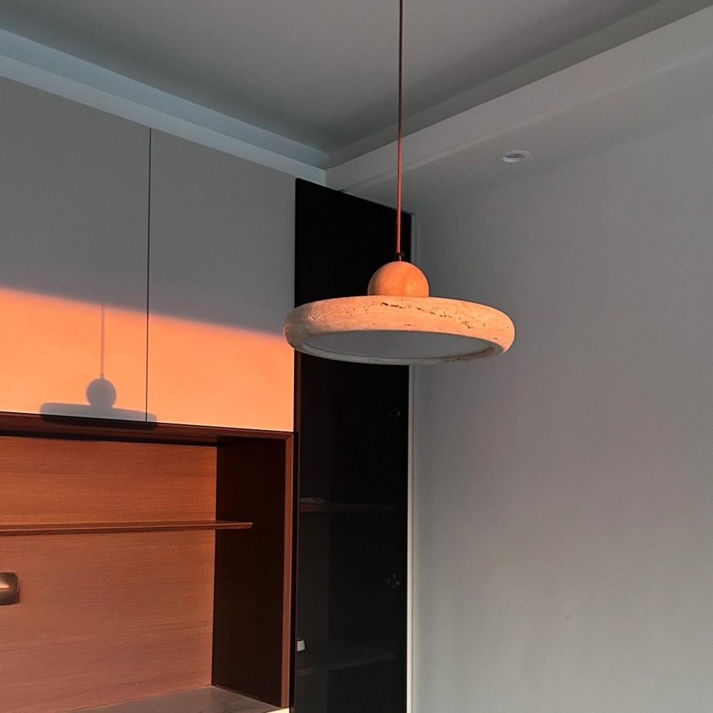 Customer feedback photo of travertine pendant light