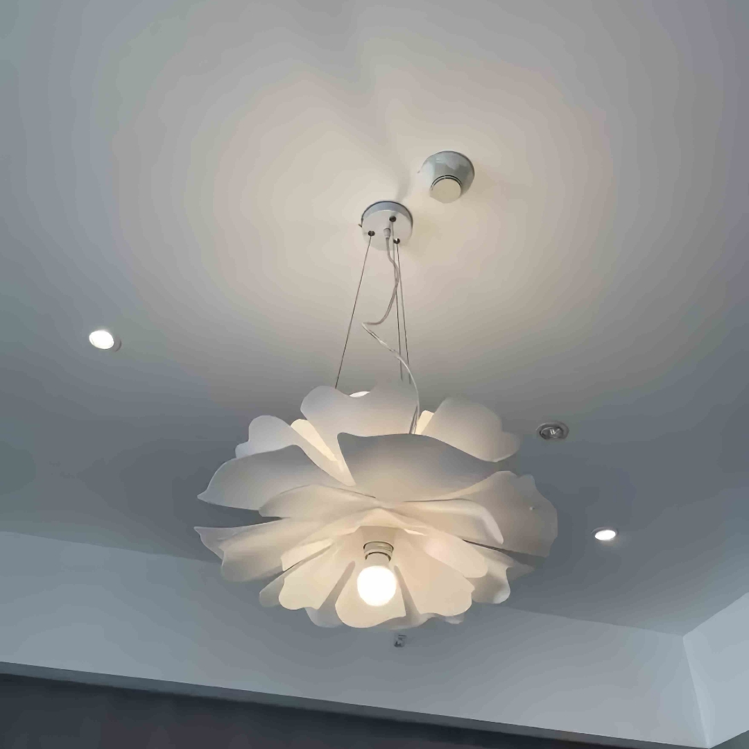 Lotus pendant light installed on ceiling