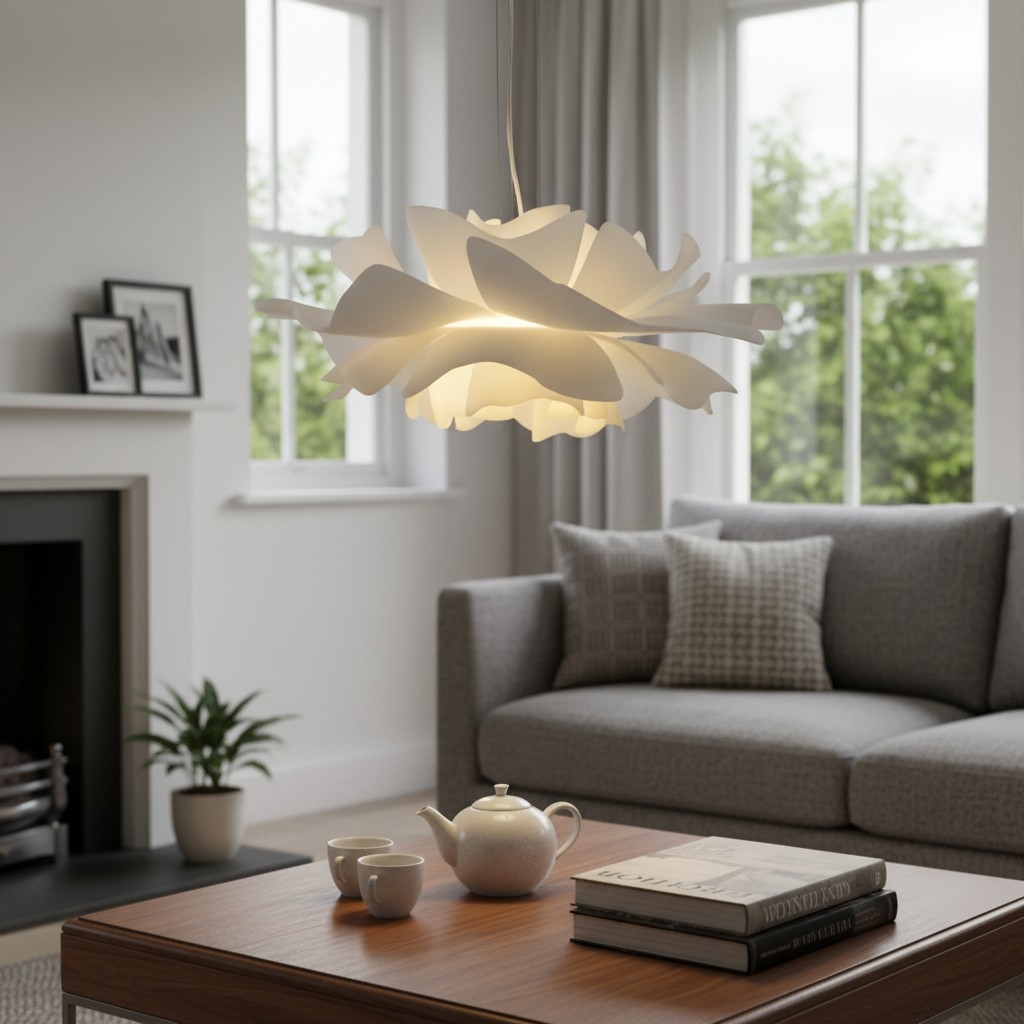 Nordic white lotus pendant light product parameters scene