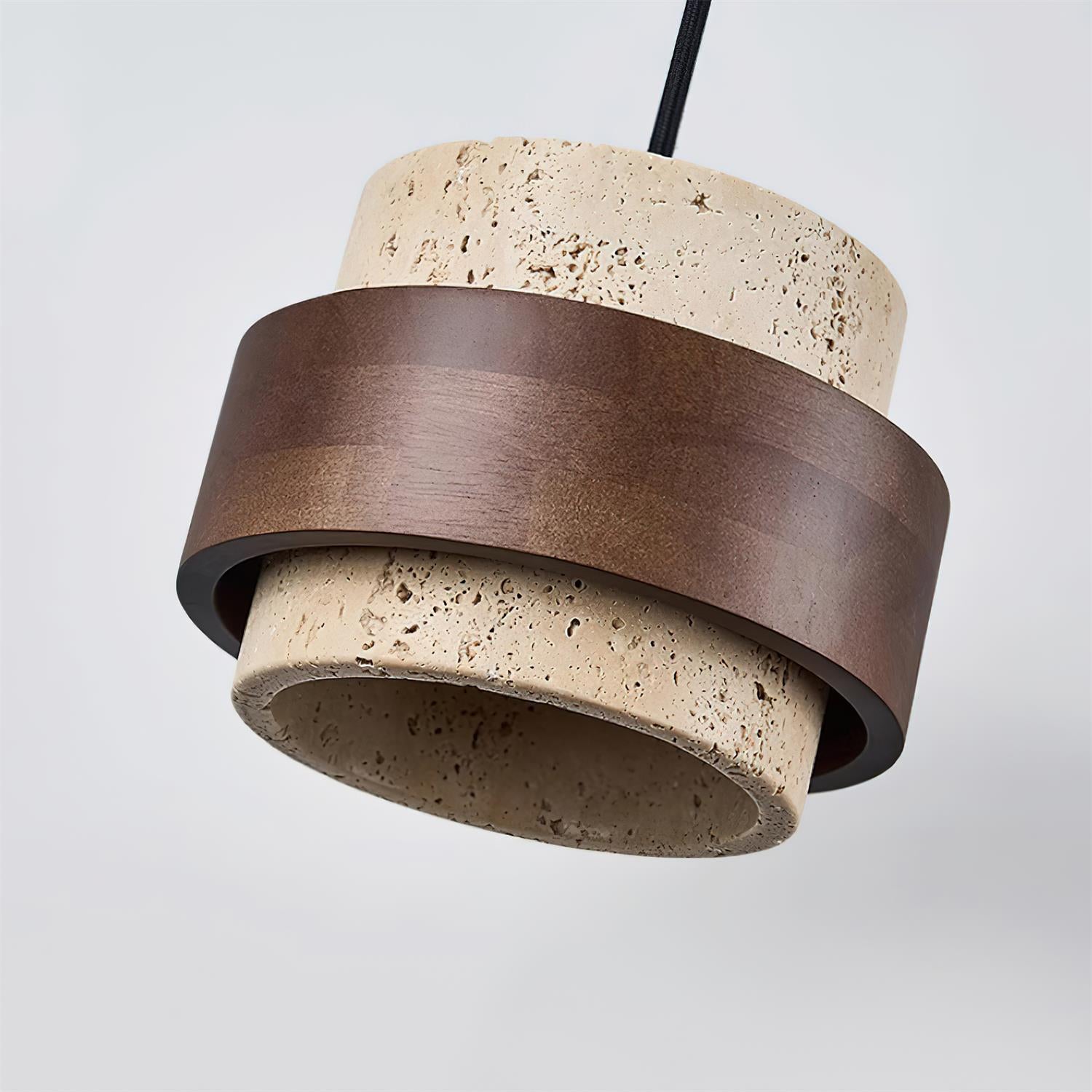 Travertine pendant lamp shade close up
