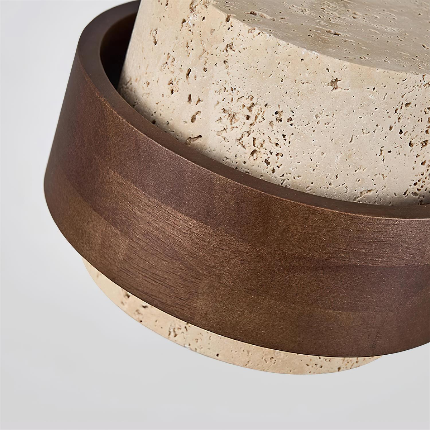 Walnut wood and travertine detail