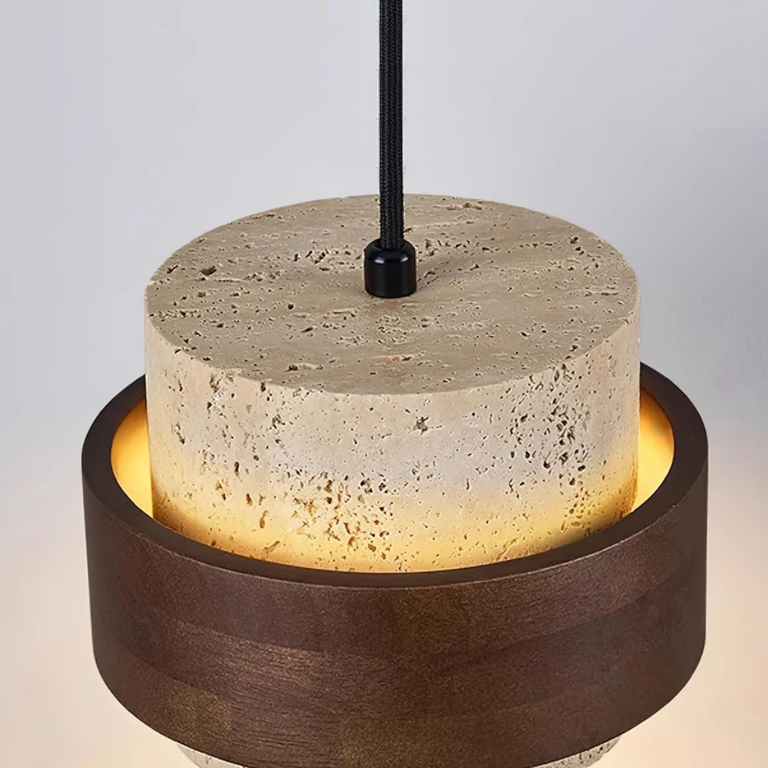 Travertine pendant light underside detail
