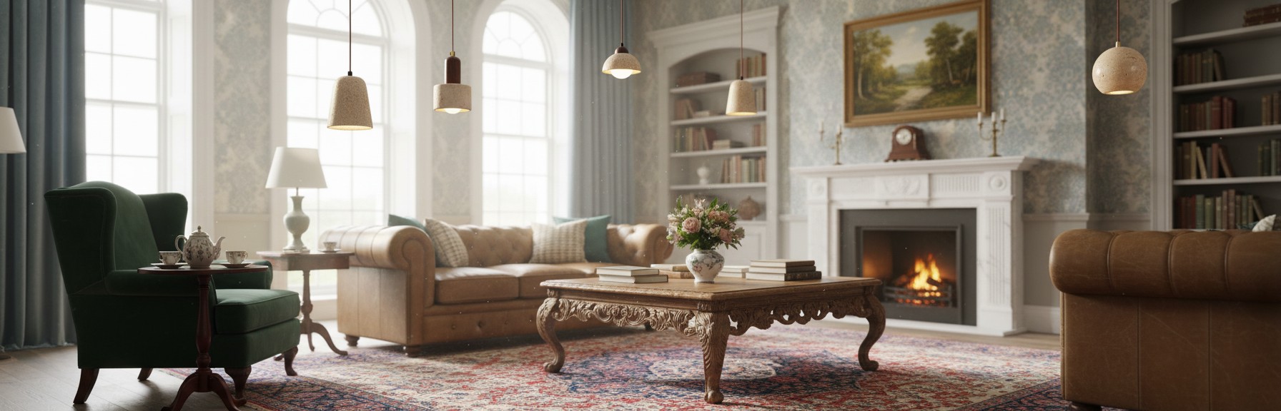 Japanese wood cylinder travertine pendant light in a living room